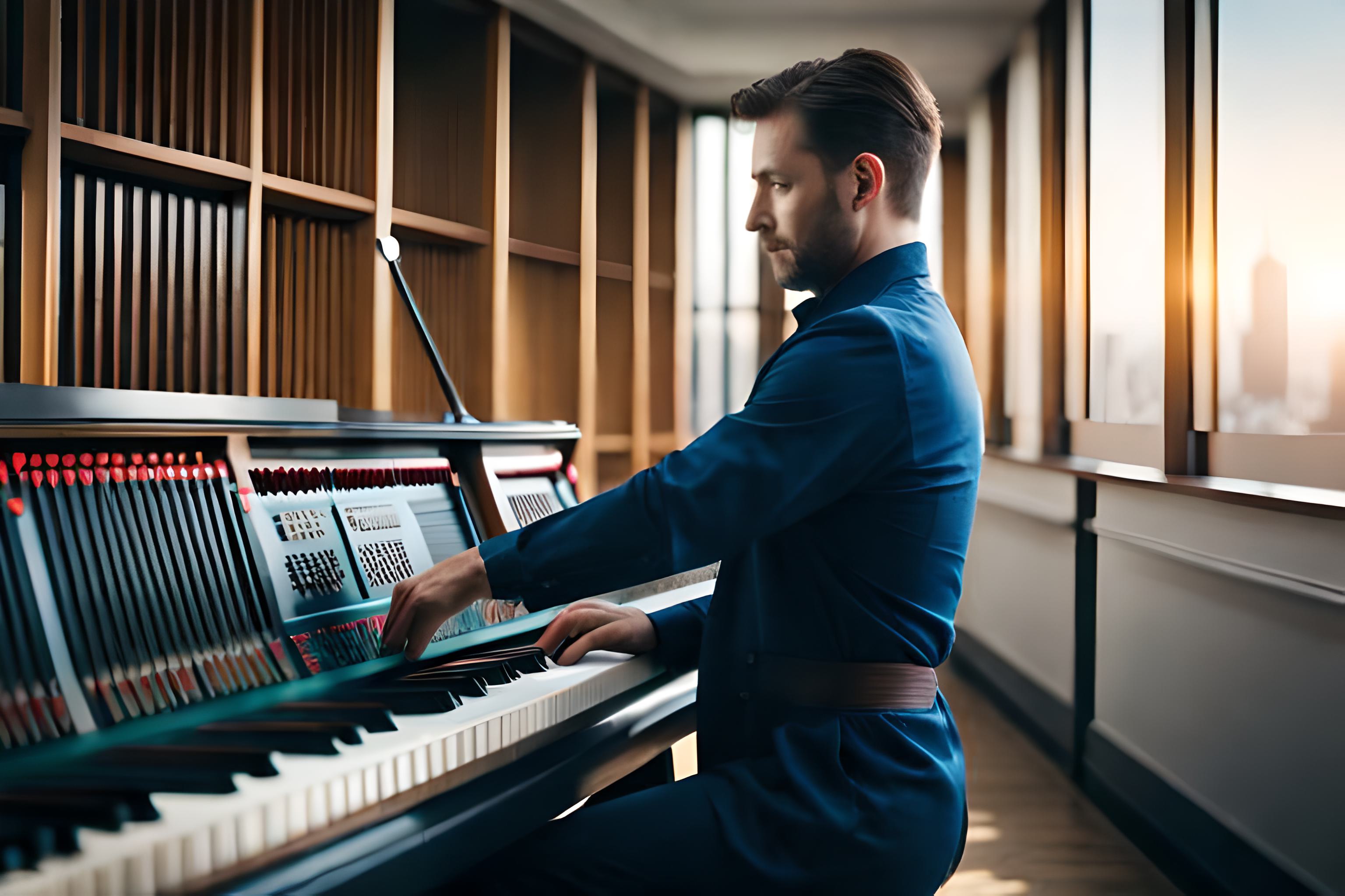 expert technician tuning a piano